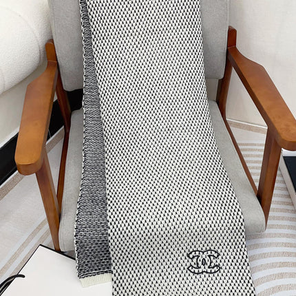 SCARF 180 CM IN WHITE MIX BLACK CASHMERE  394592