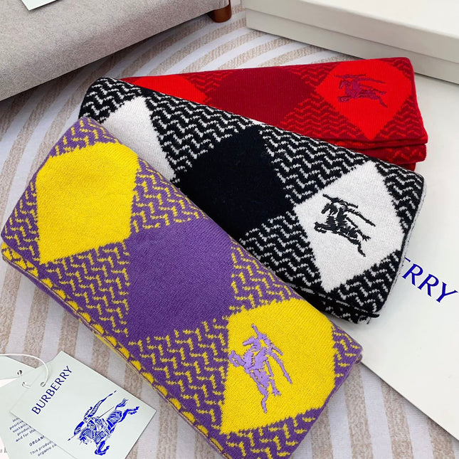 ARGYLE WOOL SCARF 190 CM BLACK MIX WHITE 394596