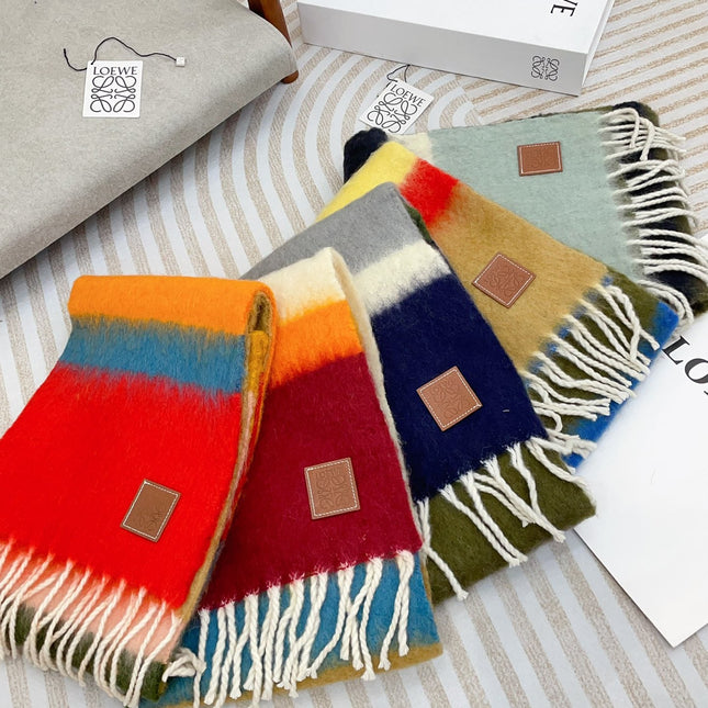 SCARF 185 CM IN COLORFUL GRADIENT WOOL AND MOHAIR 396250