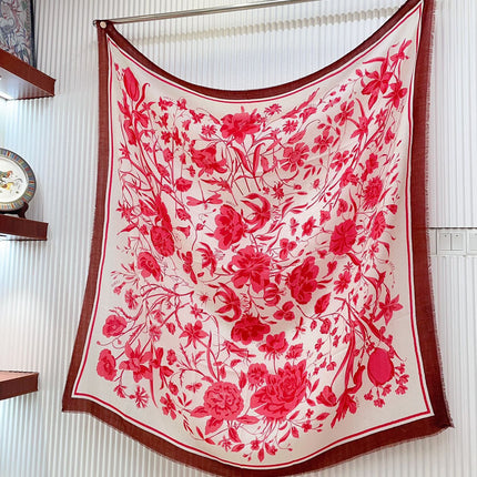 SQUARE SCARF 140 CM IN ROSE RED CASHMERE 398256