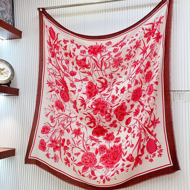 SQUARE SCARF 140 CM IN ROSE RED CASHMERE 398256