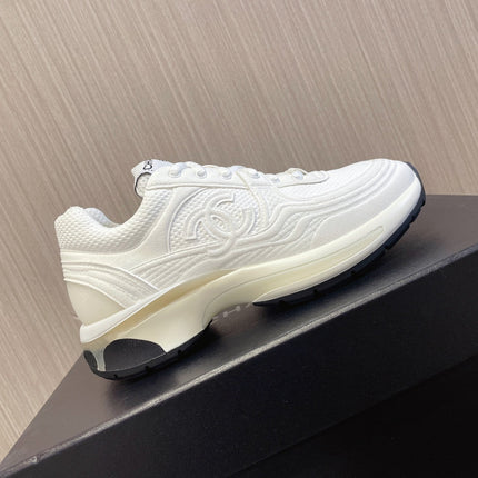 CHANEL 26S SNEAKER 35 MM IN CREAM WHITE MESH AND CALFSKIN LOW TOP