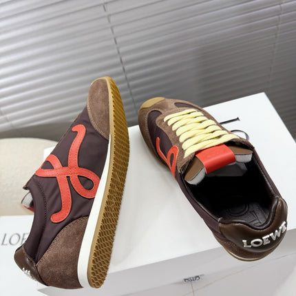LOEWE 26S BALLET RUNNER 2.0 IN DARK BROWN NYLON AND CALFSKIN