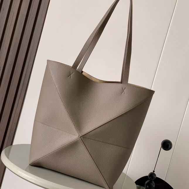 LOEWE 25S PUZZLE FOLD BAG 31 IN TAUPE NAPPA COWHIDE LEATHER