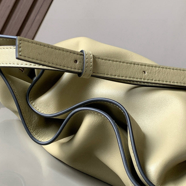 LOEWE 25S LARGE FLAMENCO CLUTCH BAG 30 IN DUSTY KHAKI CALFSKIN