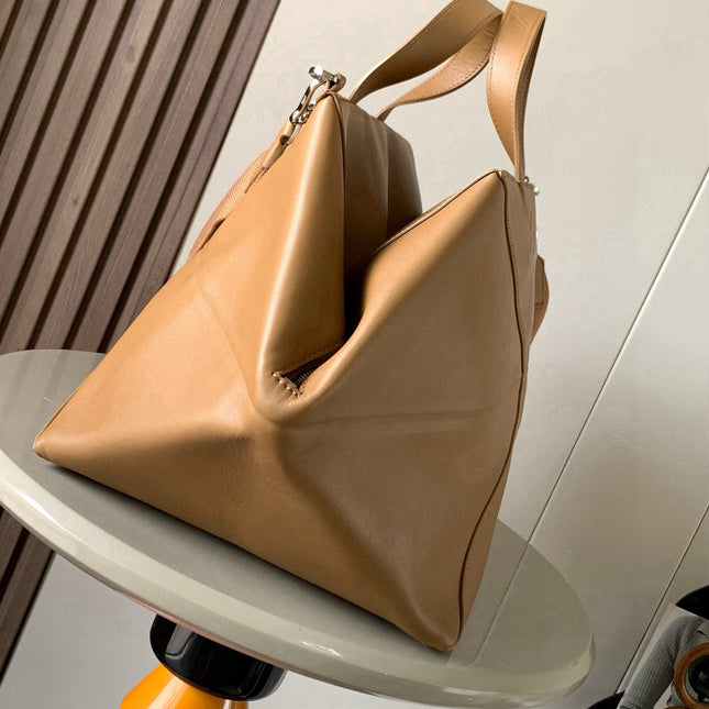 LOEWE 26S LARGE PUZZLE FOLD TOTE 59 IN CAMEL BROWN  CALFSKIN