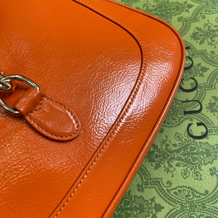JACKIE SMALL SHOULDER BAG 27 IN ORANGE CRACKED LACQUER CALFSKIN GOLD HARDWARE