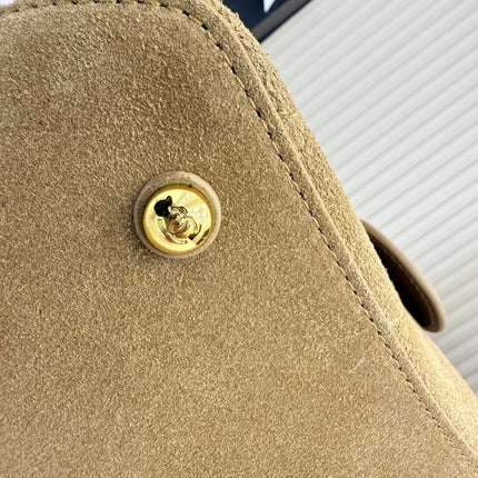 CHANEL 26S BUCKET SHOULDER BAG 26 IN LIGHT BROWN SUEDE AND CALFSKIN GOLD HARDWARE