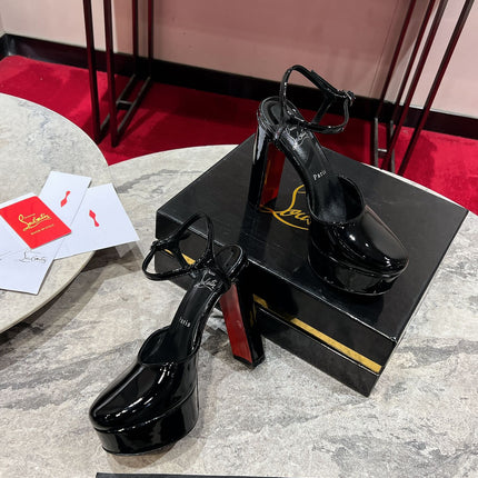 LOO PUMPS 130MM IN BLACK PATENT CALFSKIN