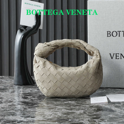 BOTTEGA VENETA 25S MINI JODIE 28 IN MUTED TAUPE SUEDE GOLD HARDWARE