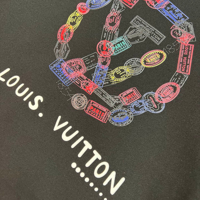 LV T-SHIRT IN BLACK PURE COTTON COLORFUL LOGO 238924