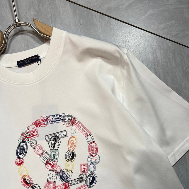 LV T-SHIRT IN WHITE PURE COTTON COLORFUL LOGO 238925