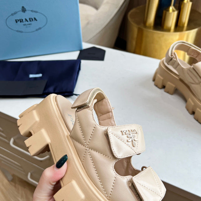 PRA MONOLITH NAPPA SANDALS BEIGE LAMBSKIN