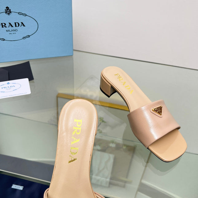 PRA EMBROIDERED SLIDES 40 TUSCAN CALFSKIN