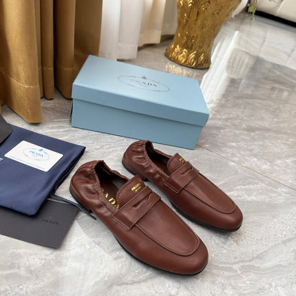 PRADA 25S LOAFERS IN BROWN CALFSKIN