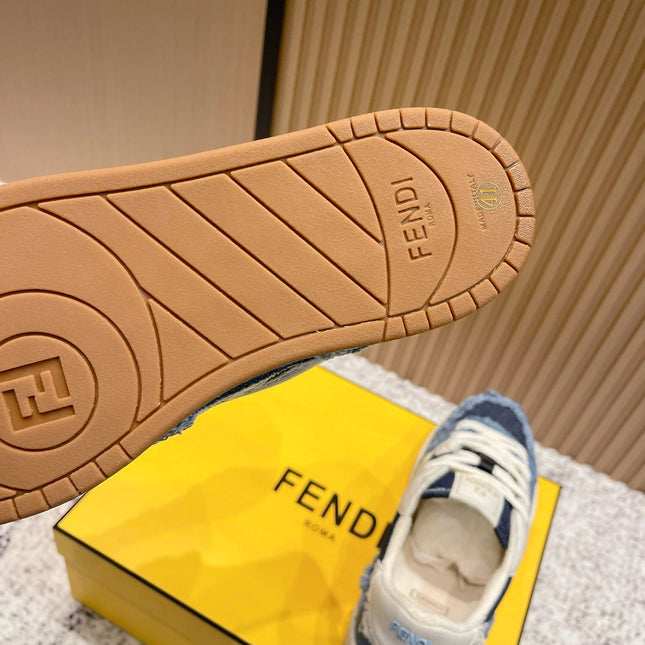 FENDI 25S MATCH SNEAKERS IN BLUE DENIM STYLE 1