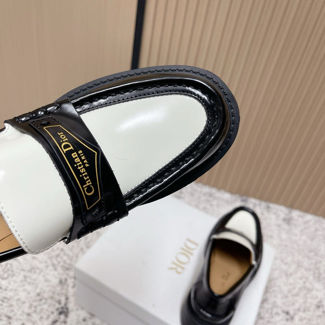 DIOR 25S BOY PLATFORM LOAFERS IN BLACK MIX WHITE CALFSKIN