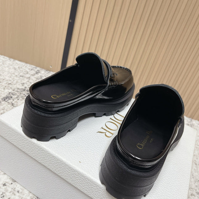 DIOR 25S BOY MULES IN BLACK CALFSKIN