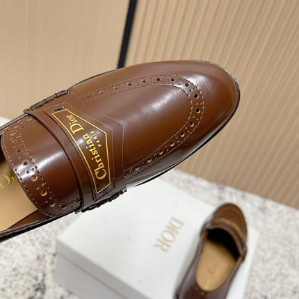 DIOR 25S BOY LOAFERS IN BROWN CALFSKIN