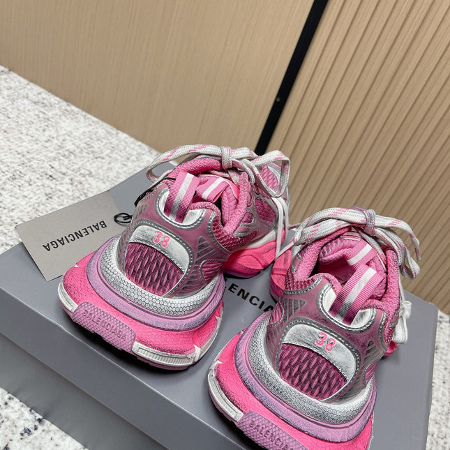 BALENCIAGA 25S 3XL SNEAKERS IN PINK MESH MIX GREY PU LEATHER