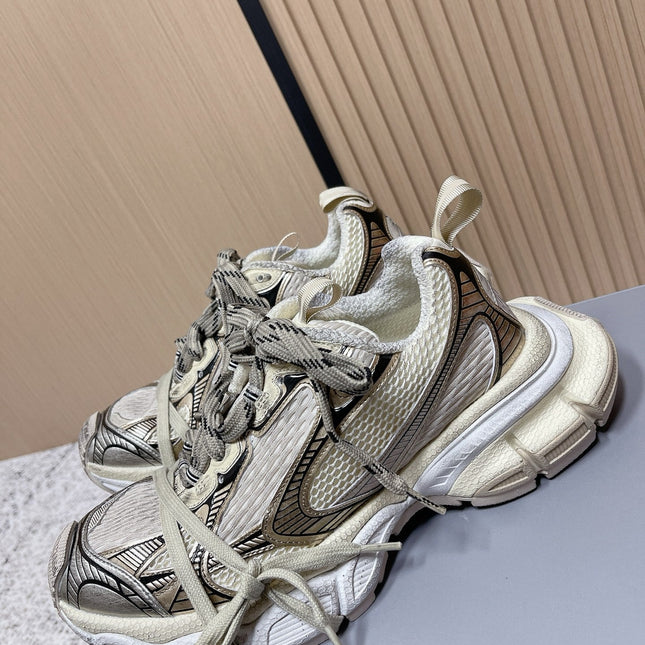 BALENCIAGA 25S 3XL SNEAKERS IN TAUPE GRAY MIX BLACK PU LEATHER