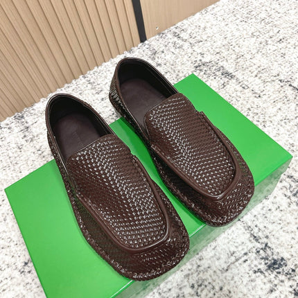 BOTTEGA VENETA 26S LOAFERS IN DARK BROWN INTRECCIATO CALFSKIN