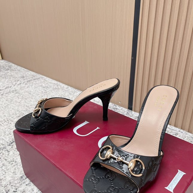 GUCCI 26S HIGH-HEEL SANDALS 85 MM IN BLACK CALFSKIN
