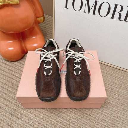 MIUMIU 26S SNEAKER IN DARK BROWN SUEDE STYLE 7