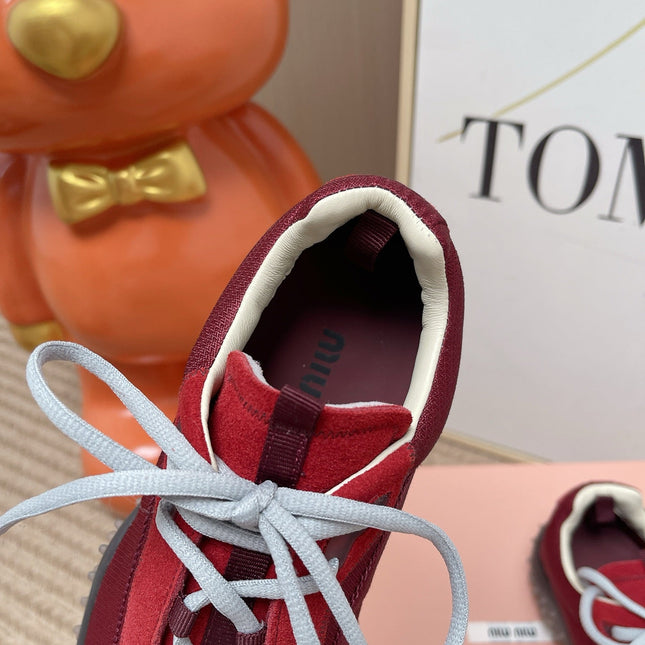 MIUMIU 26S SNEAKER IN RED SUEDE STYLE 5