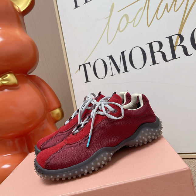 MIUMIU 26S SNEAKER IN RED SUEDE STYLE 5