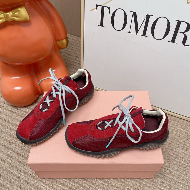 MIUMIU 26S SNEAKER IN RED SUEDE STYLE 5