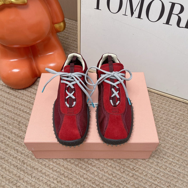 MIUMIU 26S SNEAKER IN RED SUEDE STYLE 5