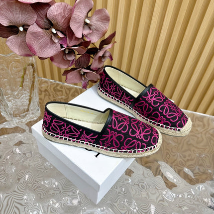 LW PINK ANAGRAM ESPADRILLE LOAFER BLACK LINEN