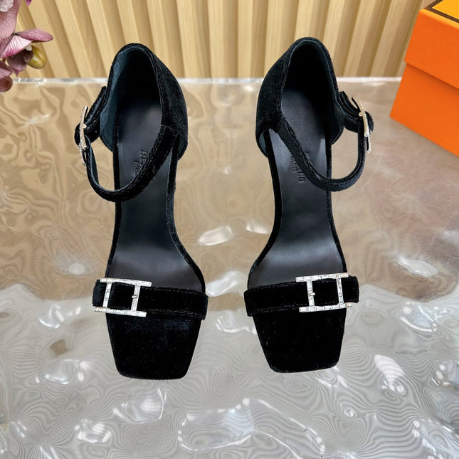 JULY SANDAL 105 MM IN BLACK VELVET