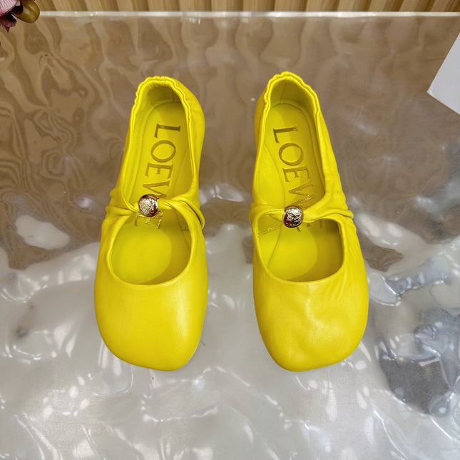 LOEWE 26S BALLET FLATS IN YELLOW CALFSKIN