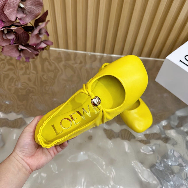 LOEWE 26S BALLET FLATS IN YELLOW CALFSKIN