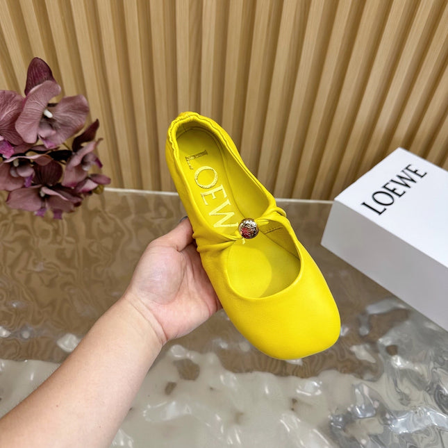 LOEWE 26S BALLET FLATS IN YELLOW CALFSKIN