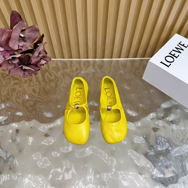 LOEWE 26S BALLET FLATS IN YELLOW CALFSKIN