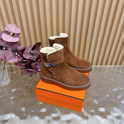 HM KELLY BOOT IN BRONZE BROWN SUEDE SILVER HARDWARE
