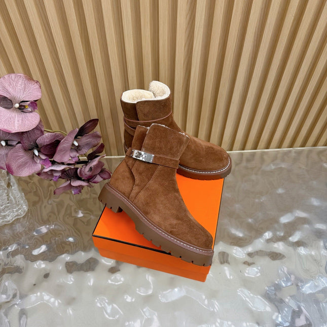 HM KELLY BOOT IN BRONZE BROWN SUEDE SILVER HARDWARE