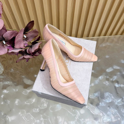 JIMMY CHOO 26S HIGH HEELS 85 MM IN LIGHT PINK MESH