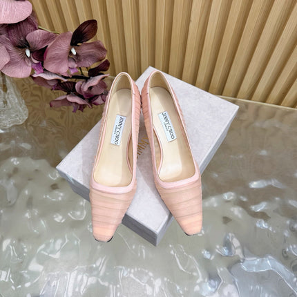 JIMMY CHOO 26S HIGH HEELS 85 MM IN LIGHT PINK MESH