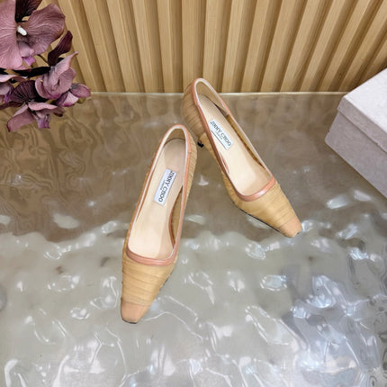 JIMMY CHOO 26S HIGH HEELS 85 MM IN BEIGE NUDE MESH
