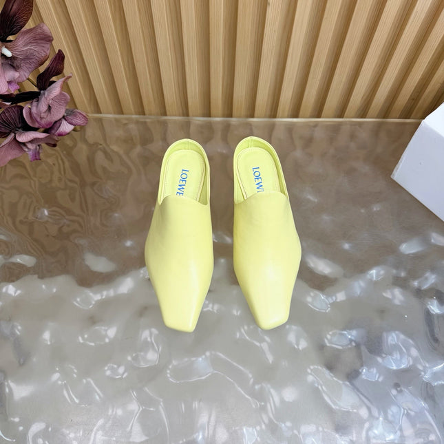 LOEWE 26S EMILY MULE 45MM IN LIGHT YELLOW CALFSKIN