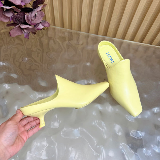 LOEWE 26S EMILY MULE 45MM IN LIGHT YELLOW CALFSKIN