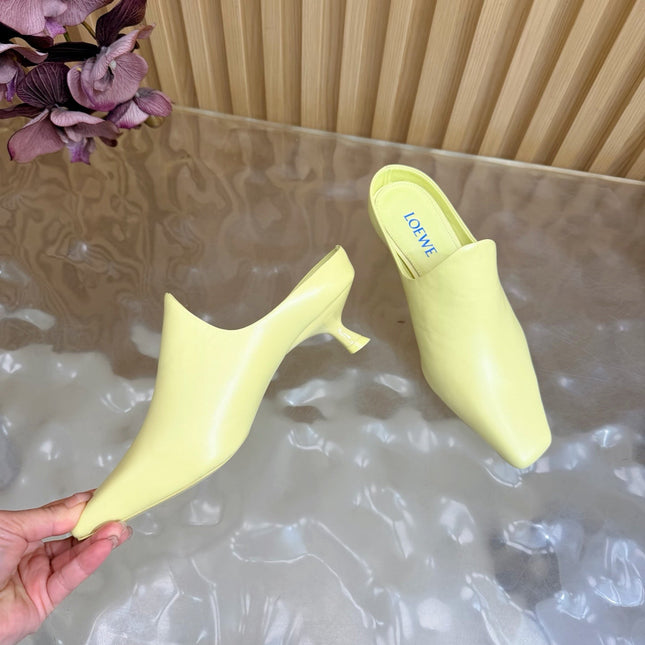 LOEWE 26S EMILY MULE 45MM IN LIGHT YELLOW CALFSKIN