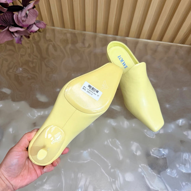 LOEWE 26S EMILY MULE 45MM IN LIGHT YELLOW CALFSKIN
