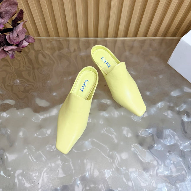 LOEWE 26S EMILY MULE 45MM IN LIGHT YELLOW CALFSKIN