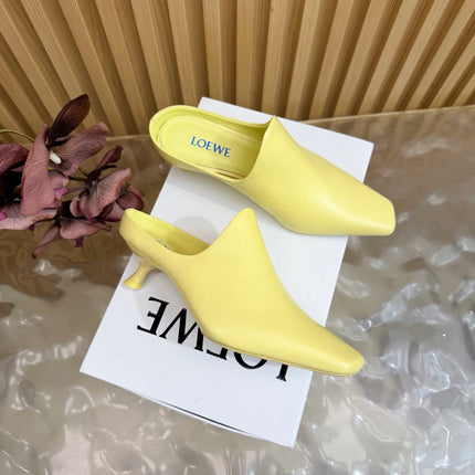 LOEWE 26S EMILY MULE 45MM IN LIGHT YELLOW CALFSKIN
