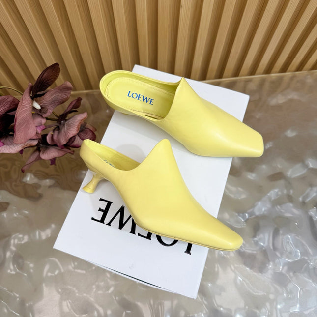 LOEWE 26S EMILY MULE 45MM IN LIGHT YELLOW CALFSKIN